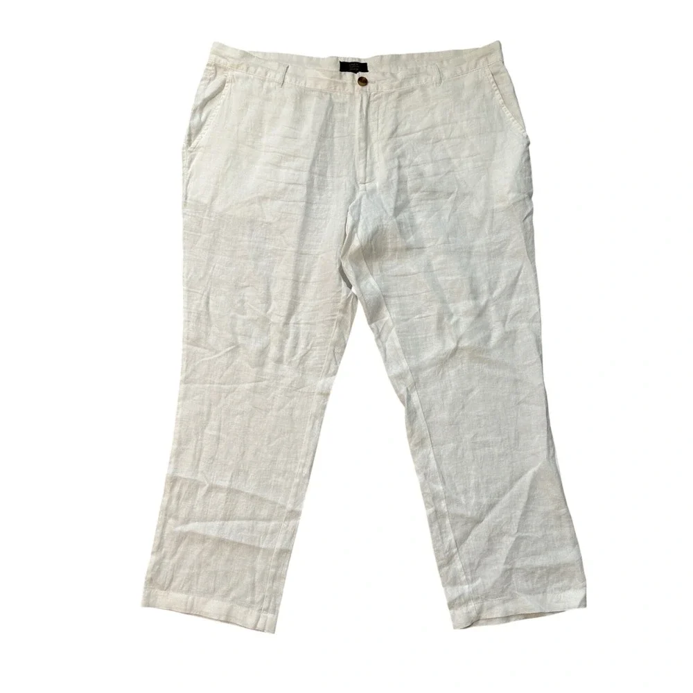 Club Room Linen Pants Mens 40x30 White Casual Summer‎ Beach Cruise Trousers